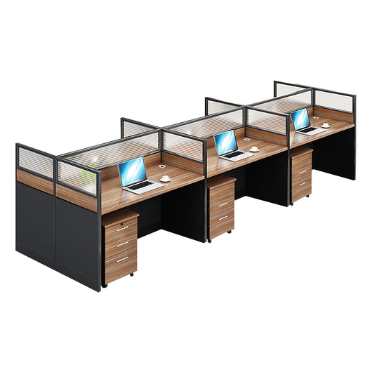 Modern Natural Color Single-Person Office Desk with Privacy Screen Zimasya