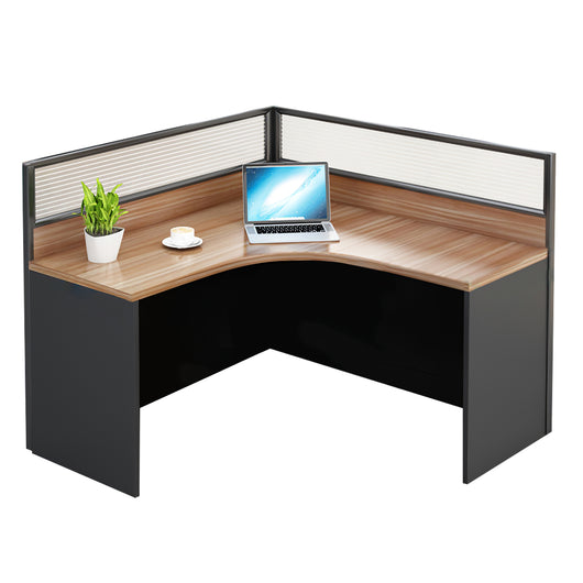 Modern Natural Color Single-Person Office Desk with Privacy Screen Zimasya