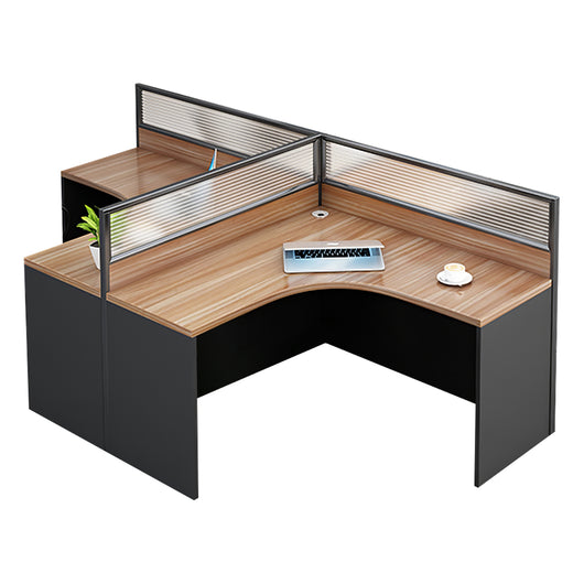 Modern Natural Color Single-Person Office Desk with Privacy Screen Zimasya