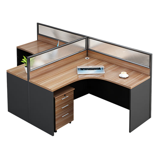 Modern Natural Color Single-Person Office Desk with Privacy Screen Zimasya