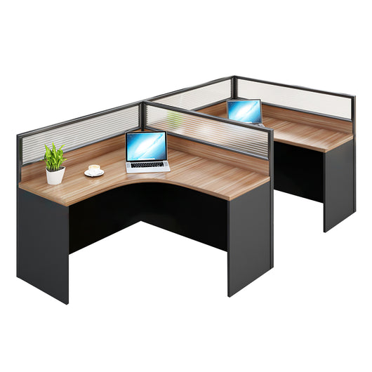 Modern Natural Color Single-Person Office Desk with Privacy Screen Zimasya