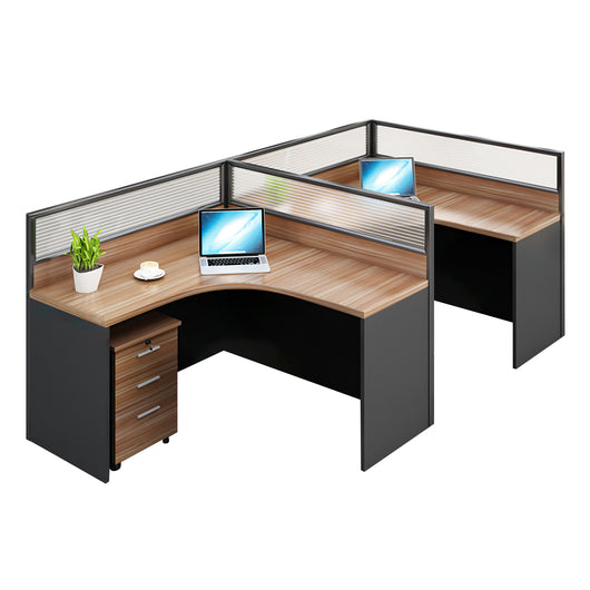 Modern Natural Color Single-Person Office Desk with Privacy Screen Zimasya