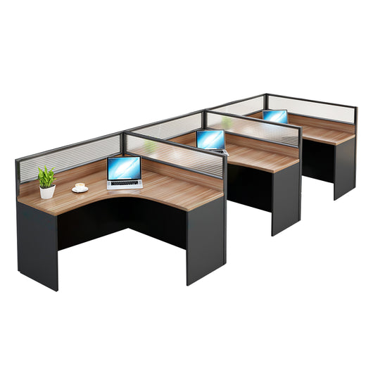 Modern Natural Color Single-Person Office Desk with Privacy Screen Zimasya