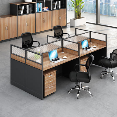 Modern Natural Color Single-Person Office Desk with Privacy Screen Zimasya