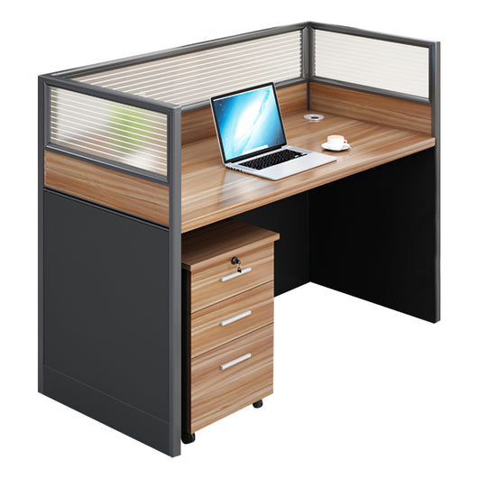 Modern Natural Color Single-Person Office Desk with Privacy Screen Zimasya