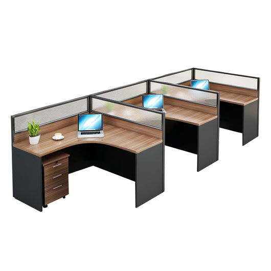Modern Natural Color Single-Person Office Desk with Privacy Screen Zimasya