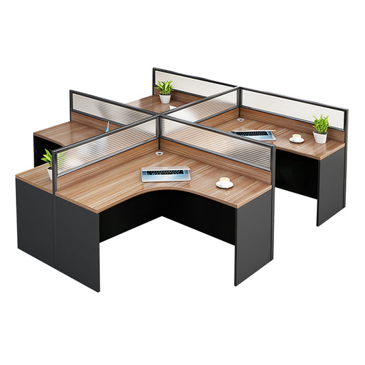 Modern Natural Color Single-Person Office Desk with Privacy Screen Zimasya