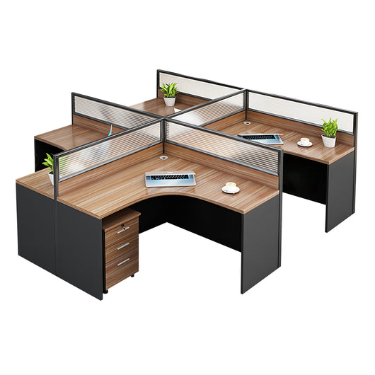 Modern Natural Color Single-Person Office Desk with Privacy Screen Zimasya