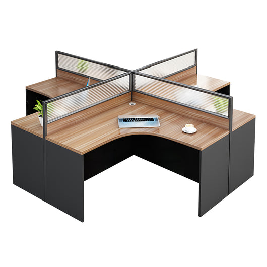 Modern Natural Color Single-Person Office Desk with Privacy Screen Zimasya