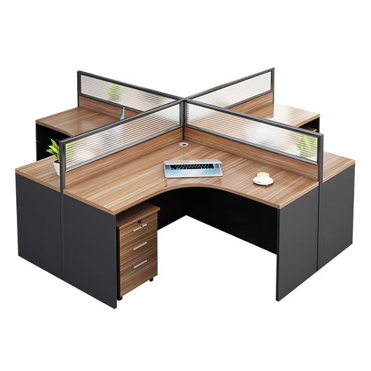 Modern Natural Color Single-Person Office Desk with Privacy Screen Zimasya