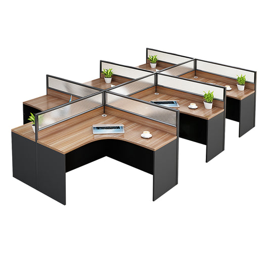 Modern Natural Color Single-Person Office Desk with Privacy Screen Zimasya