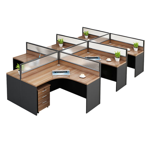 Modern Natural Color Single-Person Office Desk with Privacy Screen Zimasya