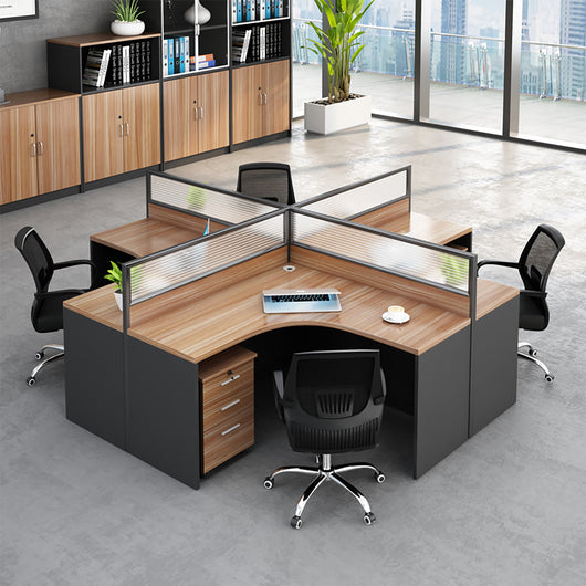 Modern Natural Color Single-Person Office Desk with Privacy Screen Zimasya
