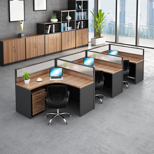 Modern Natural Color Single-Person Office Desk with Privacy Screen Zimasya