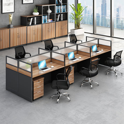 Modern Natural Color Single-Person Office Desk with Privacy Screen Zimasya