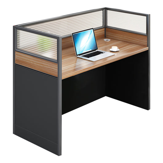 Modern Natural Color Single-Person Office Desk with Privacy Screen Zimasya