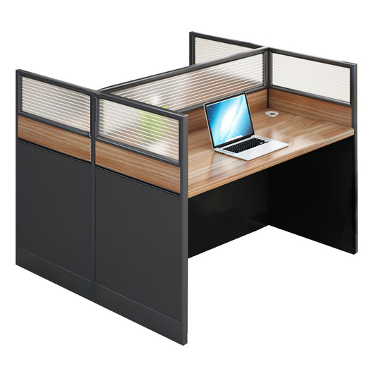 Modern Natural Color Single-Person Office Desk with Privacy Screen Zimasya