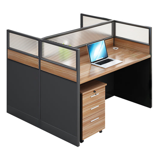 Modern Natural Color Single-Person Office Desk with Privacy Screen Zimasya