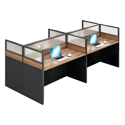 Modern Natural Color Single-Person Office Desk with Privacy Screen Zimasya