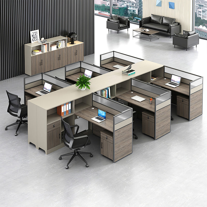 Modern Privacy Panel Employee Office Desk with Side Storage