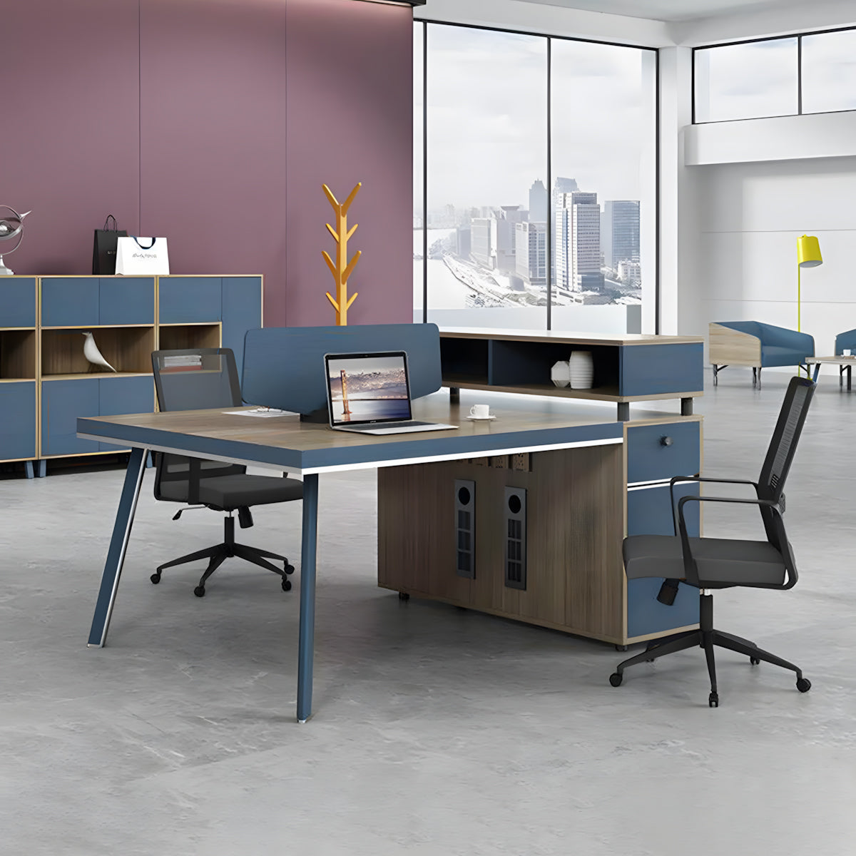 Workstation Desk with Storage Cabinet – Office Desk for Staff Workspace ...