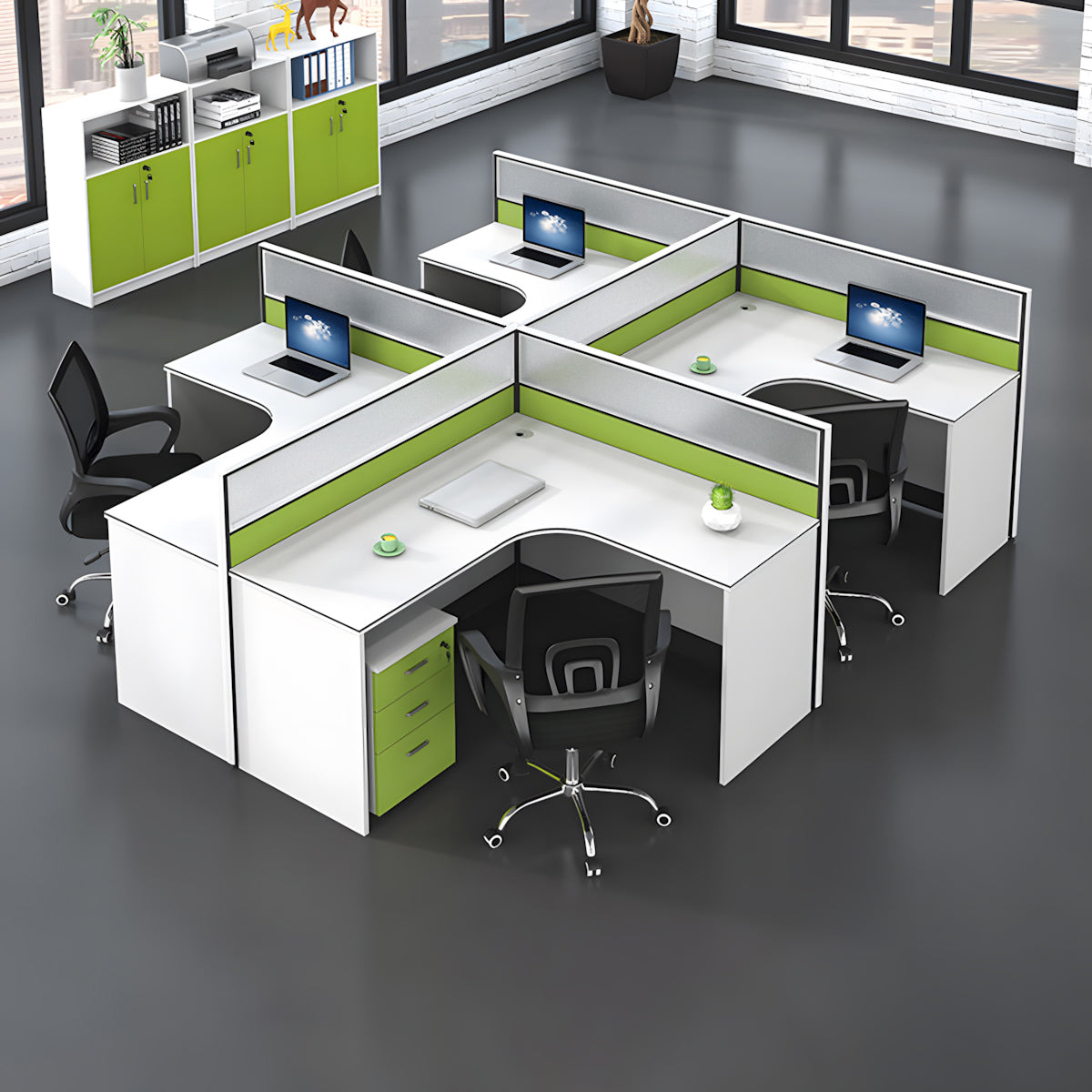 Modern Office Desk with Privacy Panel for Corporate Employees Office