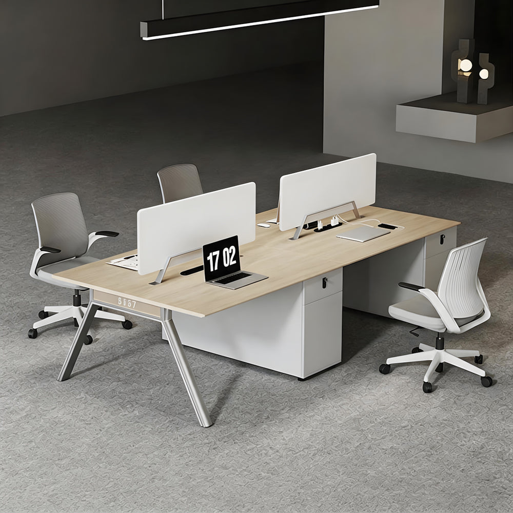 Modern Office Workstation Desk with Storage Cabinet for Employee Office Workspace
