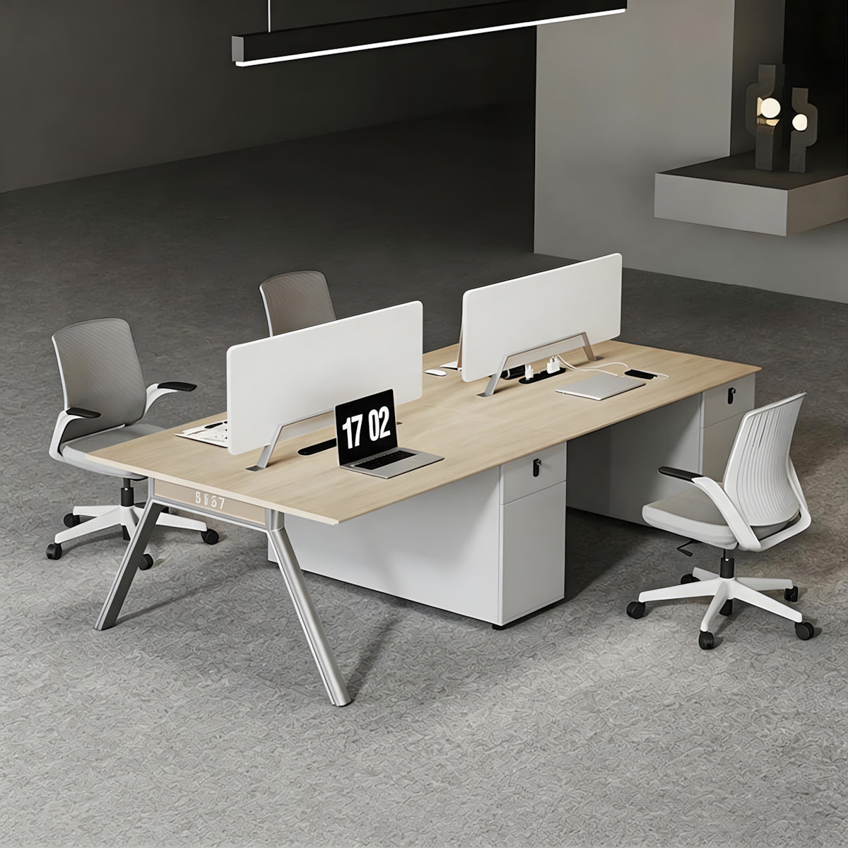 Modern Office Workstation Desk with Storage Cabinet for Employee Office Workspace