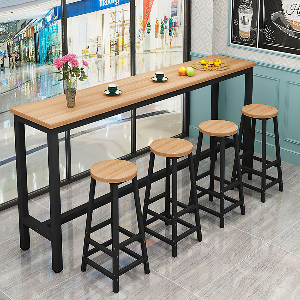 Modern Wall-Mounted Bar Table with High Stools