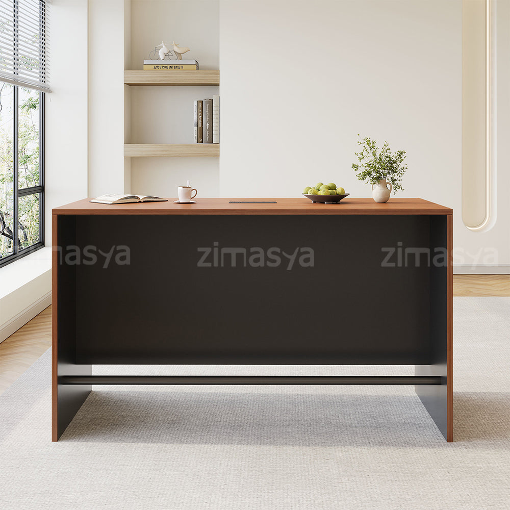 Contemporary 71" L Bar Height Table with Smart Charging Cable Box, Reinforced Front Panel for Office Break Rooms, Lounge Areas, Home Bars & Cafes（Stock Items）