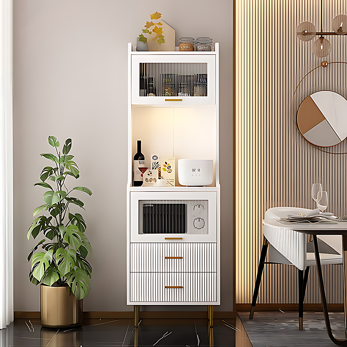 Modern Tall Sideboard Cabinet for Dining Rooms & Kitchens