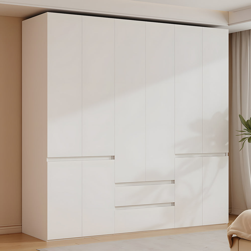 Modern White Wardrobe Closet with Handle-Free Doors for Bedroom