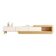 Elegant Natural Expandable TV Stand with Storage for Living Room Zimasya