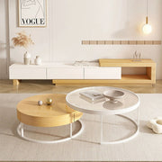 Elegant Natural Expandable TV Stand with Storage for Living Room Zimasya