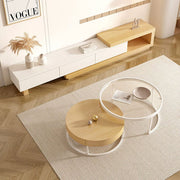 Elegant Natural Expandable TV Stand with Storage for Living Room Zimasya