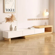 Elegant Natural Expandable TV Stand with Storage for Living Room Zimasya
