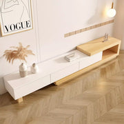 Elegant Natural Expandable TV Stand with Storage for Living Room Zimasya