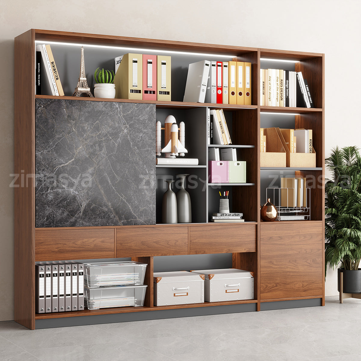 Modern Large-capacity File Cabinet with Sliding Doors for Office
