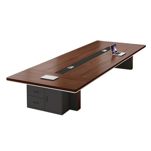 Modern Rectangular Conference Table with Side Storage Cabinet for Meeting Room Zimasya