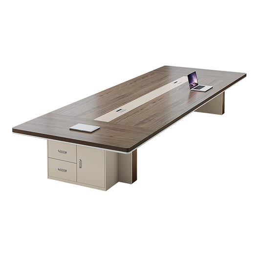 Modern Rectangular Conference Table with Side Storage Cabinet for Meeting Room Zimasya