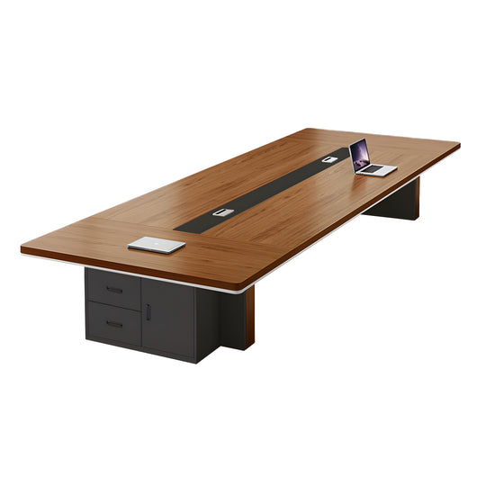 Modern Rectangular Conference Table with Side Storage Cabinet for Meeting Room Zimasya