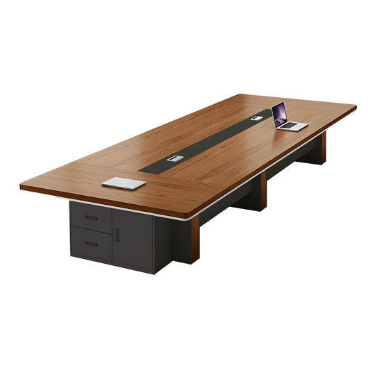 Modern Rectangular Conference Table with Side Storage Cabinet for Meeting Room Zimasya