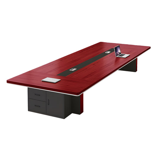 Modern Rectangular Conference Table with Side Storage Cabinet for Meeting Room Zimasya