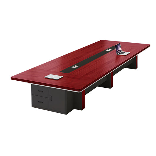 Modern Rectangular Conference Table with Side Storage Cabinet for Meeting Room Zimasya