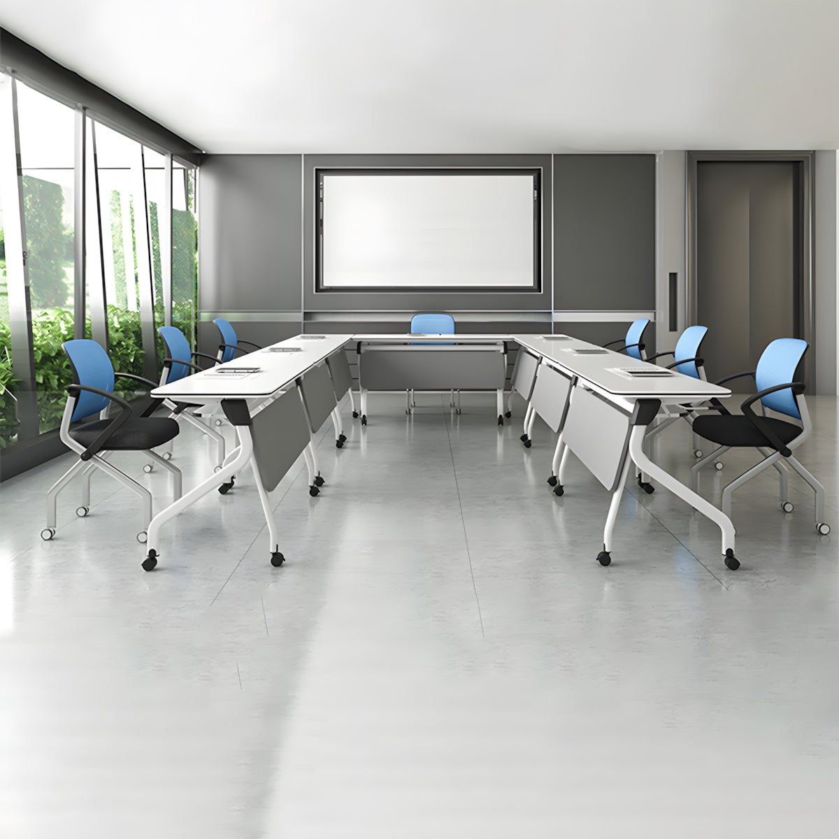 Portable Foldable Modular Conference Table with Caster Wheels