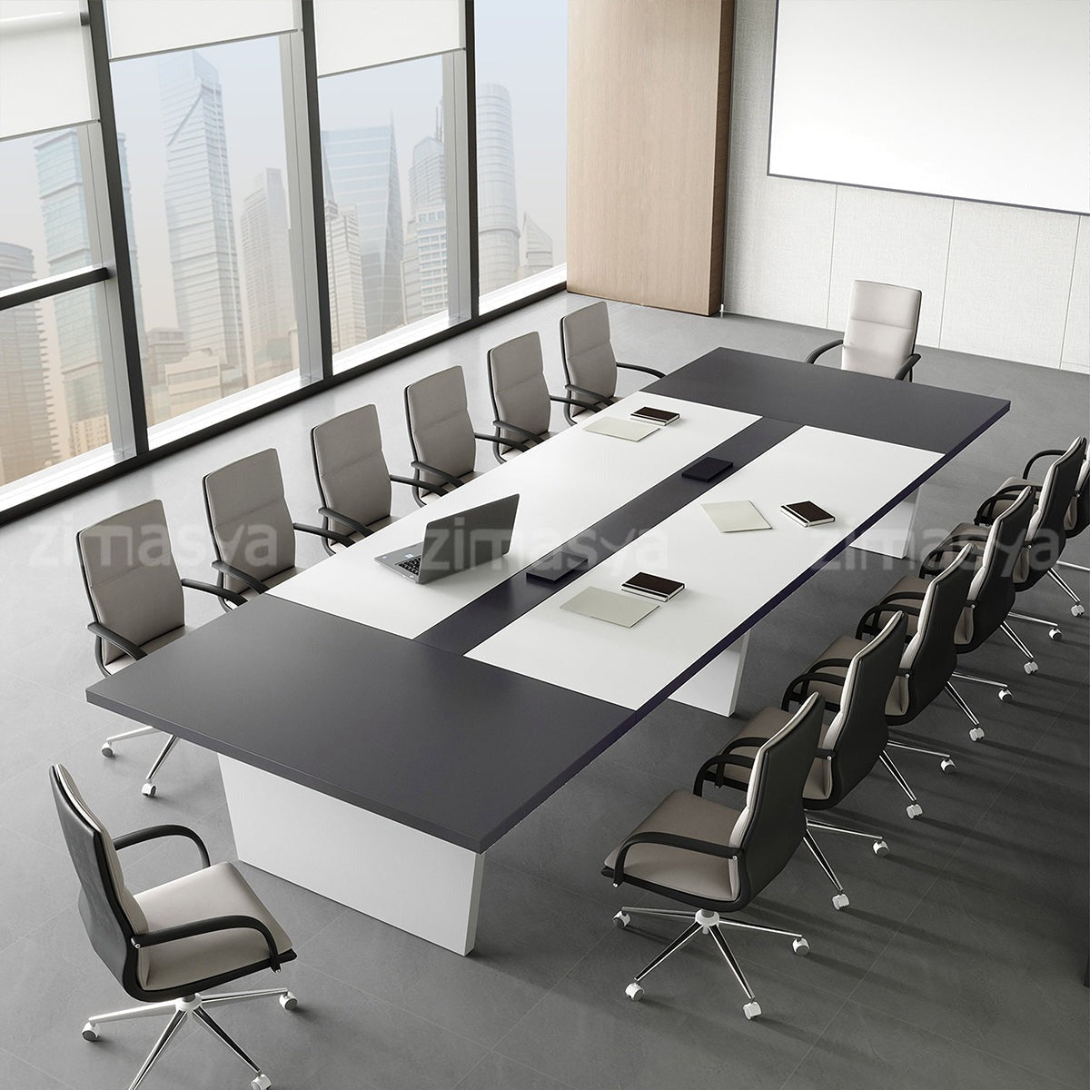 Modern Rectangular Conference Table with Built-in Power Outlet Box