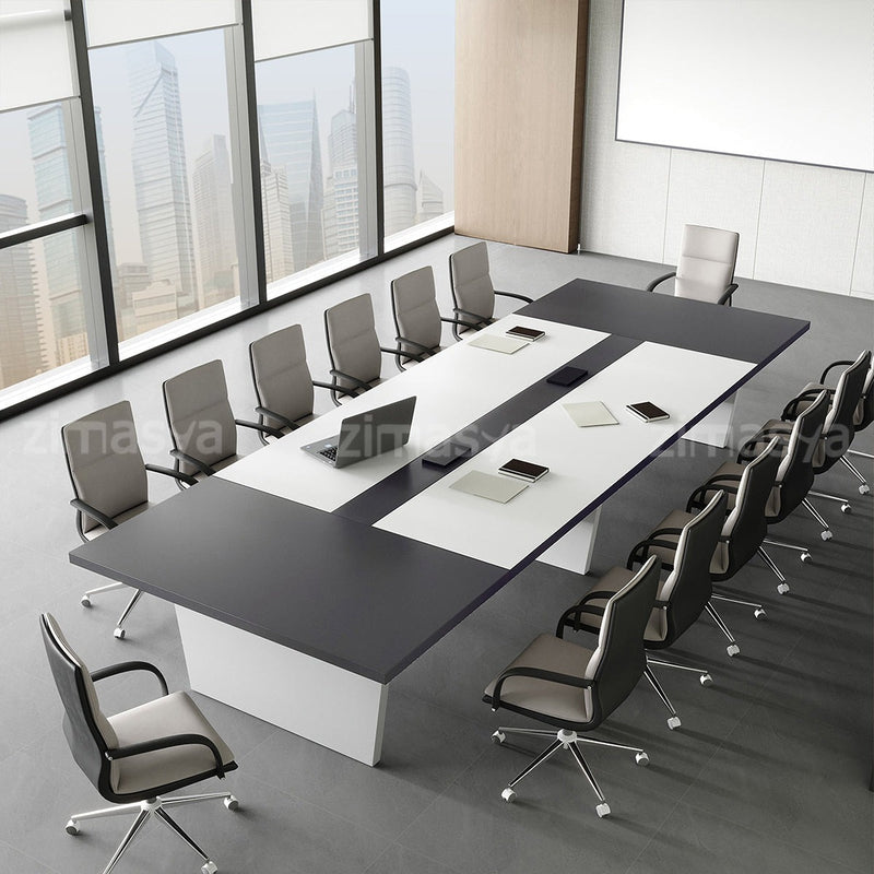 Modern Rectangular Conference Table with Built-in Power Outlet Box