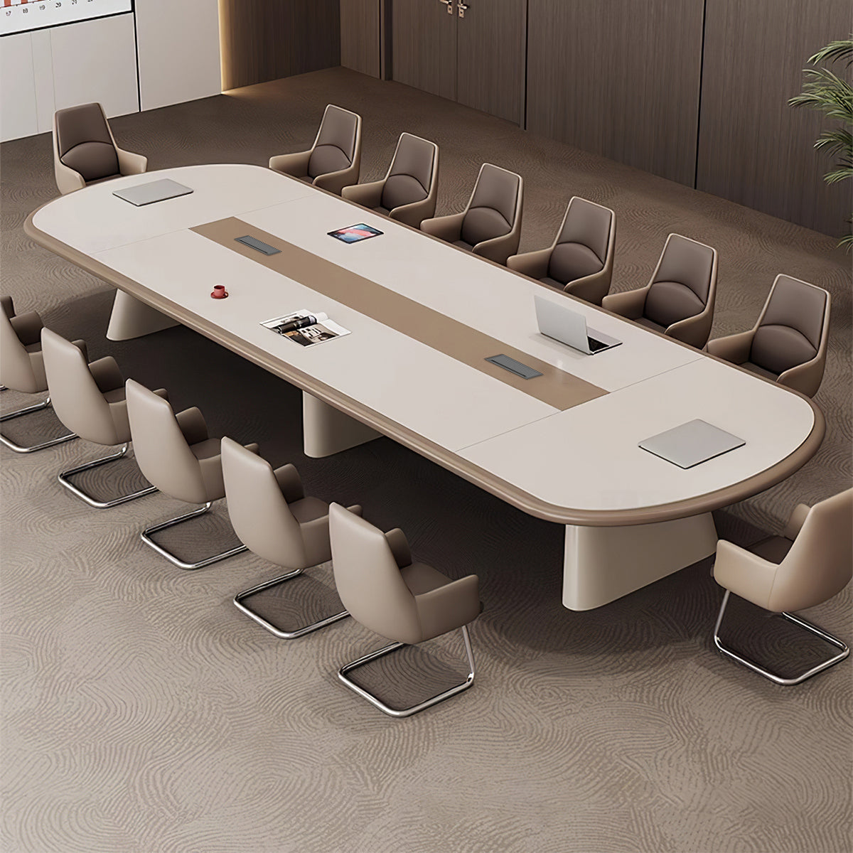 Stylish Oval Conference Table for Office with Power Management Box