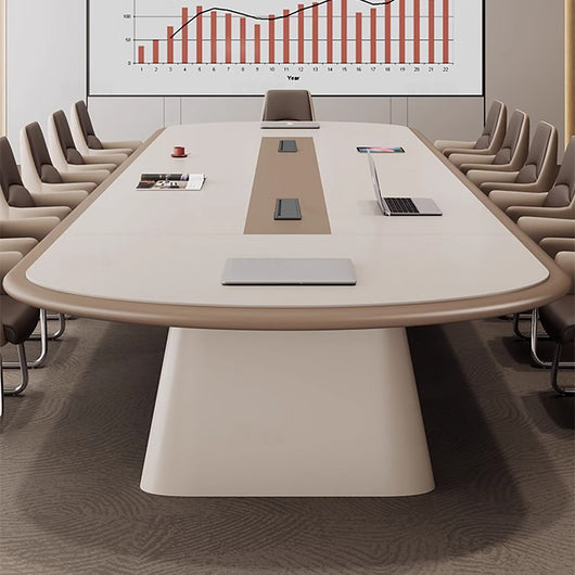 Stylish Oval Conference Table for Office with Power Management Box Zimasya