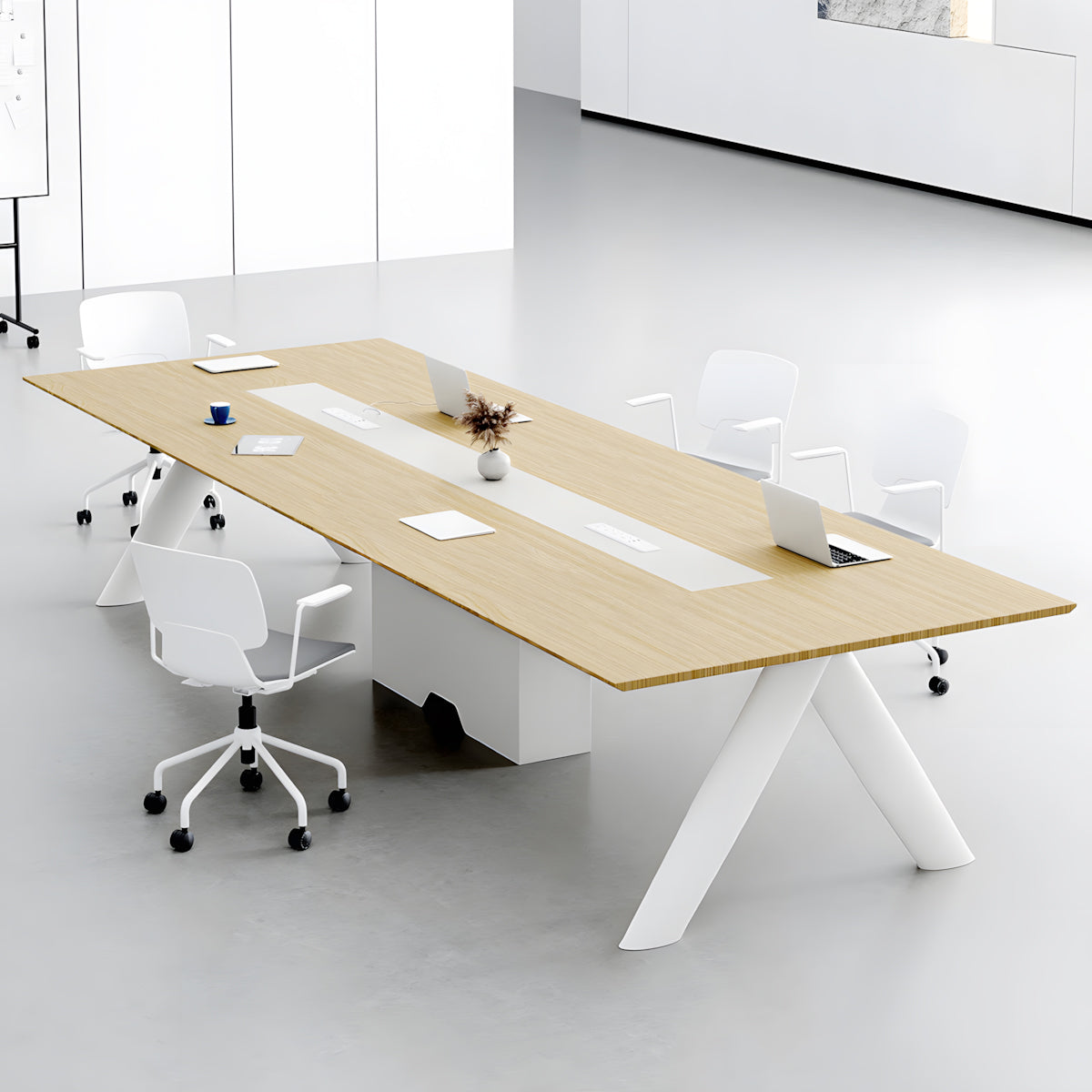 Modern Rectangular Conference Table with Triangle Support Legs for Office Conference Rooms